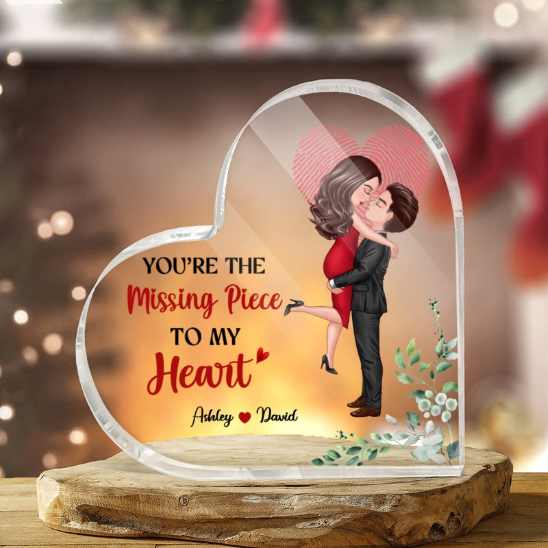 The Missing Piece Couple Heart Fingerprint Personalized Heart Acrylic Plaque