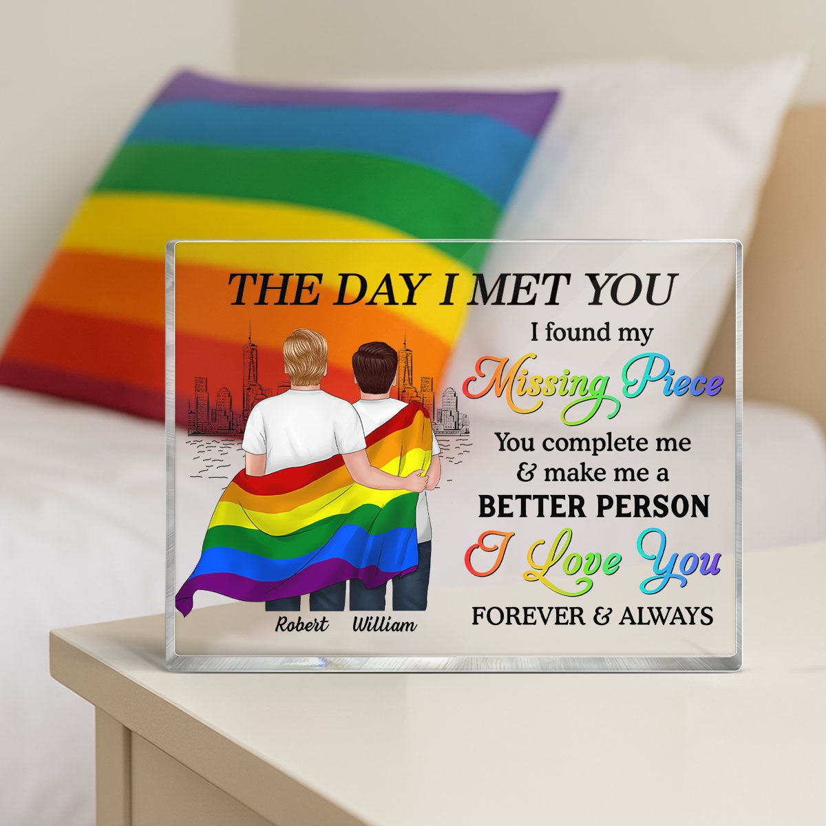 Pride Month LGBT Couple The Day I Met You Personalized Rectangle Acrylic Block Plaque, Gift For Couple