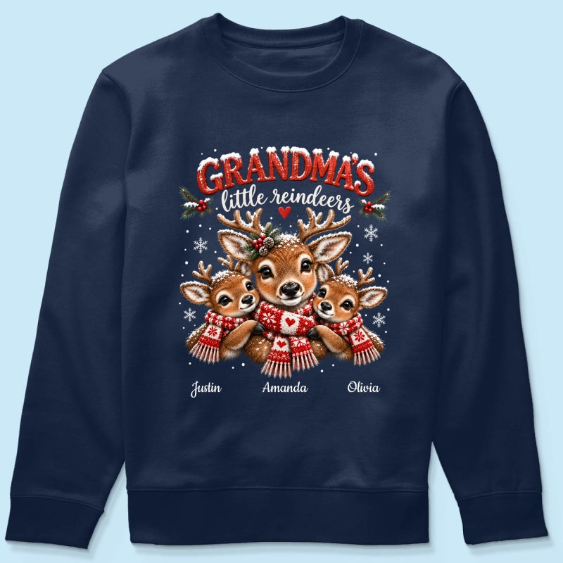 Grandma's Little Reindeers - Personalized Shirt - Trendy Christmas Tee for Grandma