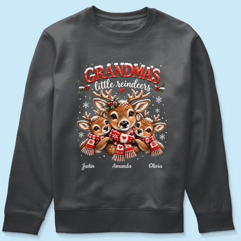 Grandma's Little Reindeers - Personalized Shirt - Trendy Christmas Tee for Grandma