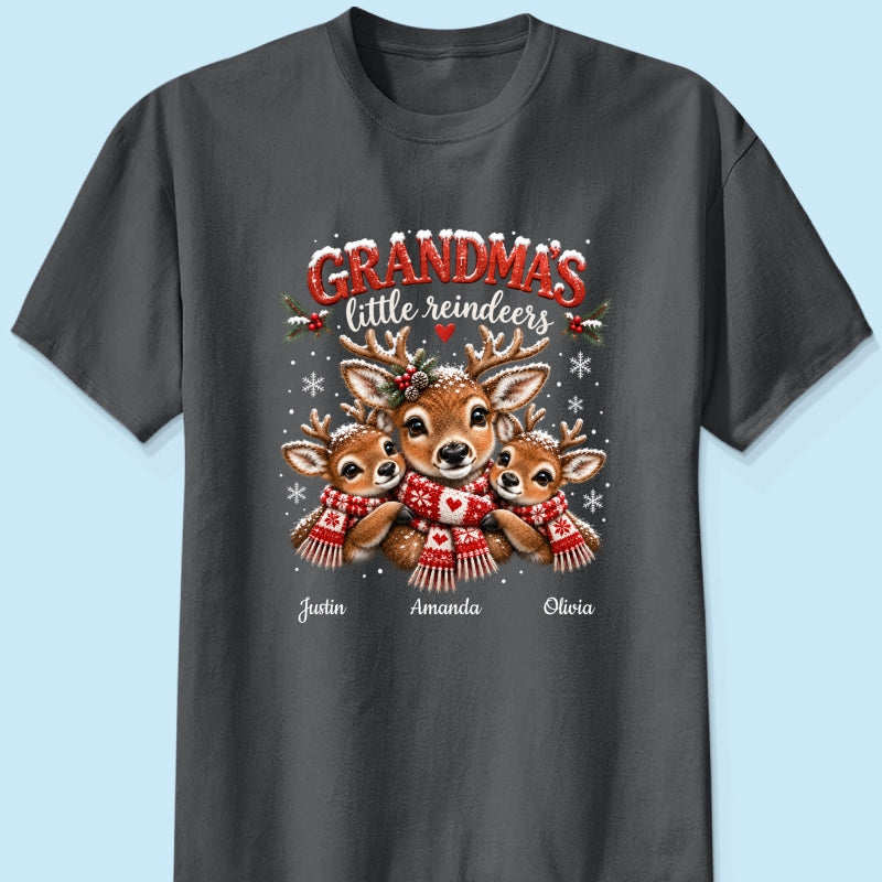 Grandma's Little Reindeers - Personalized Shirt - Trendy Christmas Tee for Grandma