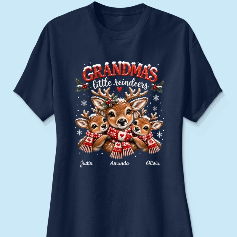 Grandma's Little Reindeers - Personalized Shirt - Trendy Christmas Tee for Grandma