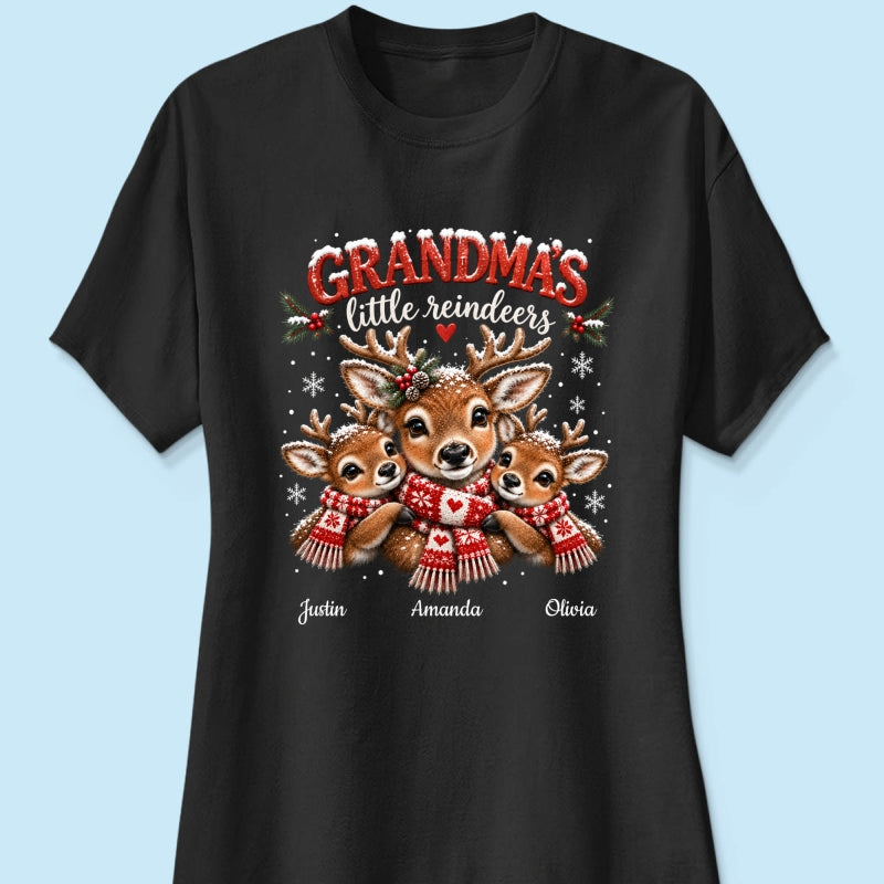 Grandma's Little Reindeers - Personalized Shirt - Trendy Christmas Tee for Grandma