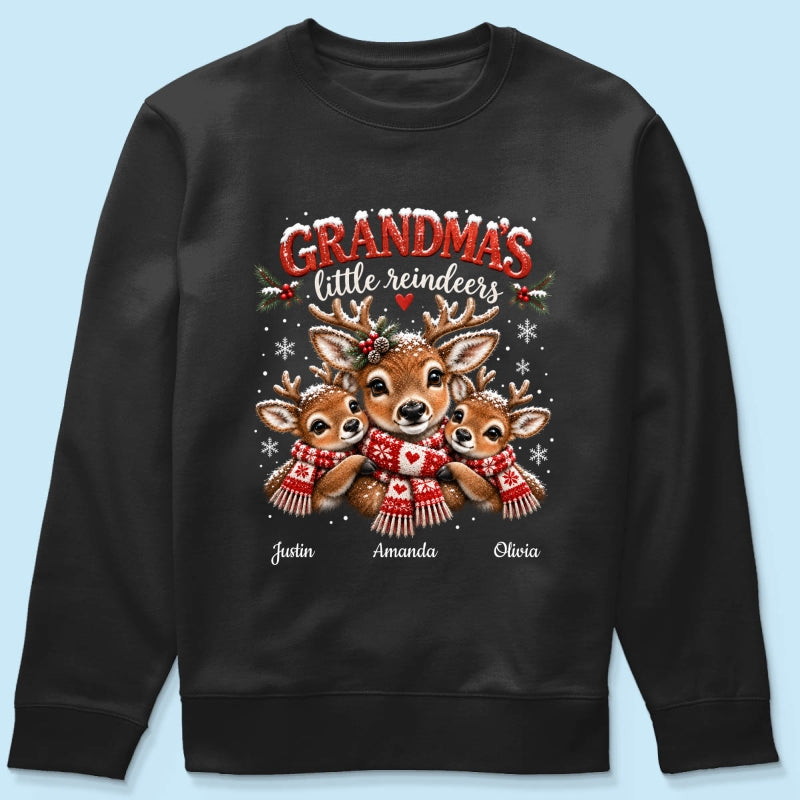 Grandma's Little Reindeers - Personalized Shirt - Trendy Christmas Tee for Grandma