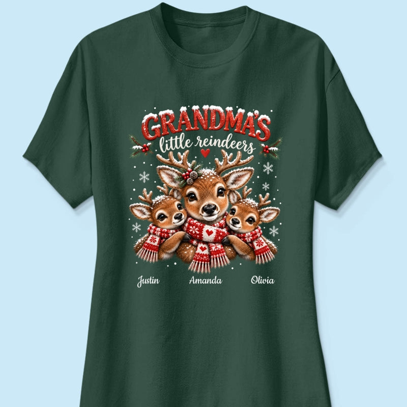 Grandma's Little Reindeers - Personalized Shirt - Trendy Christmas Tee for Grandma