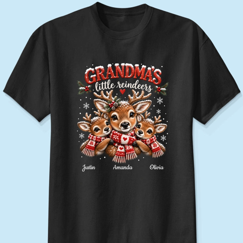 Grandma's Little Reindeers - Personalized Shirt - Trendy Christmas Tee for Grandma