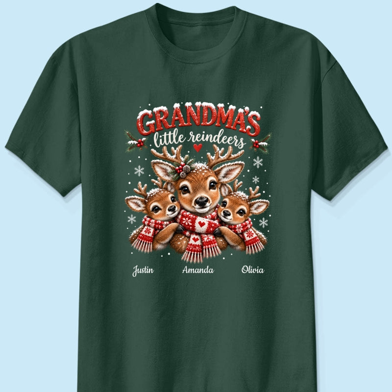 Grandma's Little Reindeers - Personalized Shirt - Trendy Christmas Tee for Grandma