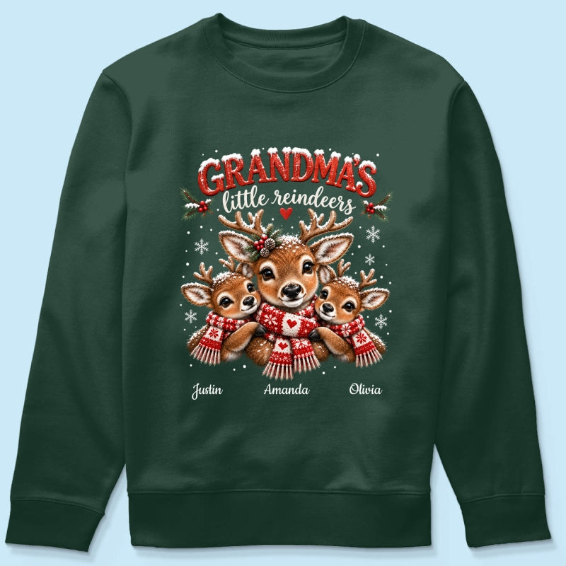 Grandma's Little Reindeers - Personalized Shirt - Trendy Christmas Tee for Grandma