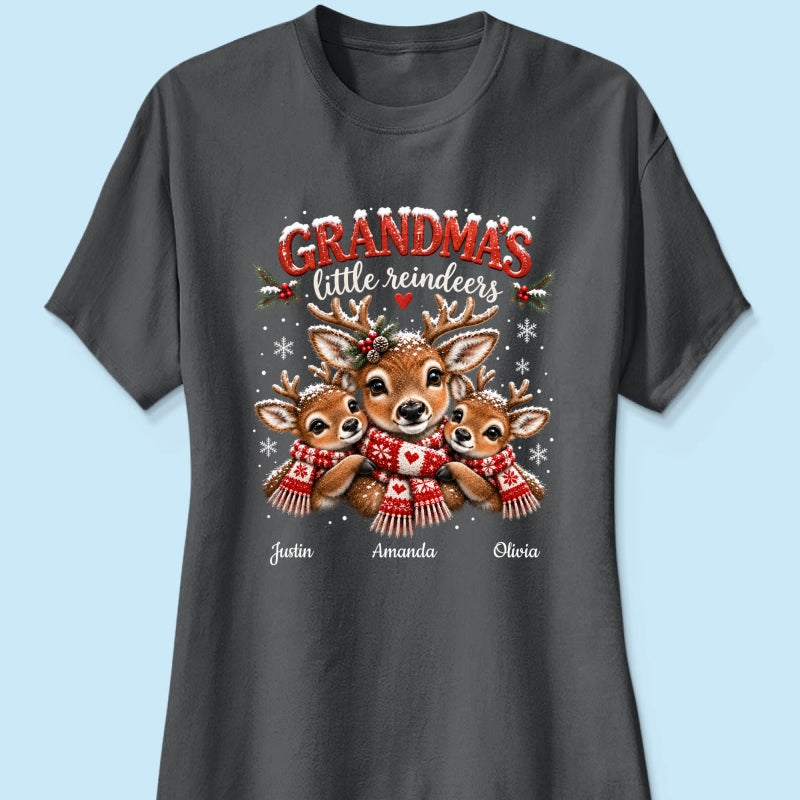 Grandma's Little Reindeers - Personalized Shirt - Trendy Christmas Tee for Grandma