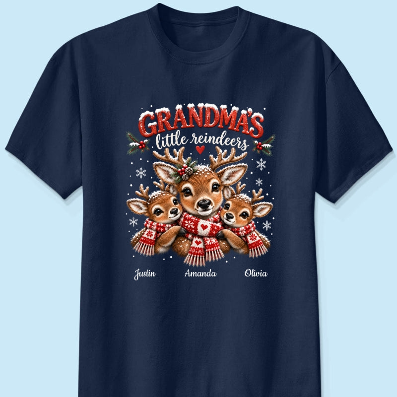 Grandma's Little Reindeers - Personalized Shirt - Trendy Christmas Tee for Grandma