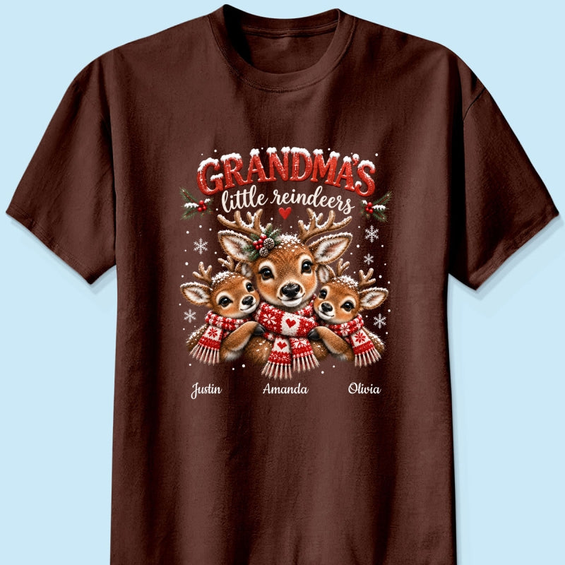 Grandma's Little Reindeers - Personalized Shirt - Trendy Christmas Tee for Grandma