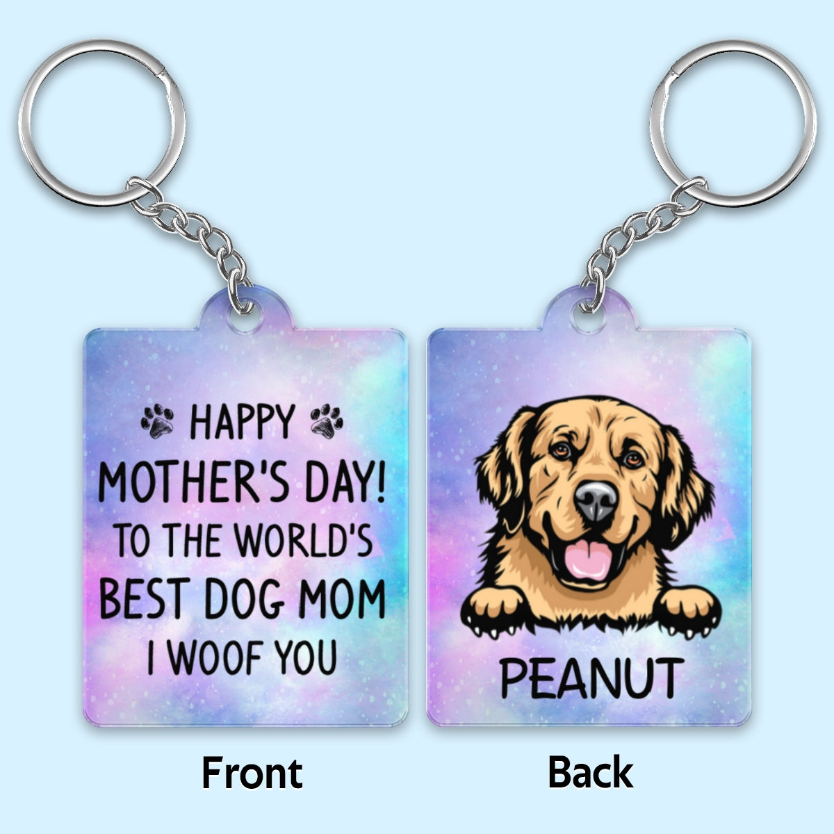 Happy Mother‘s Day Dog Mom Galaxy Personalized Acrylic Keychain