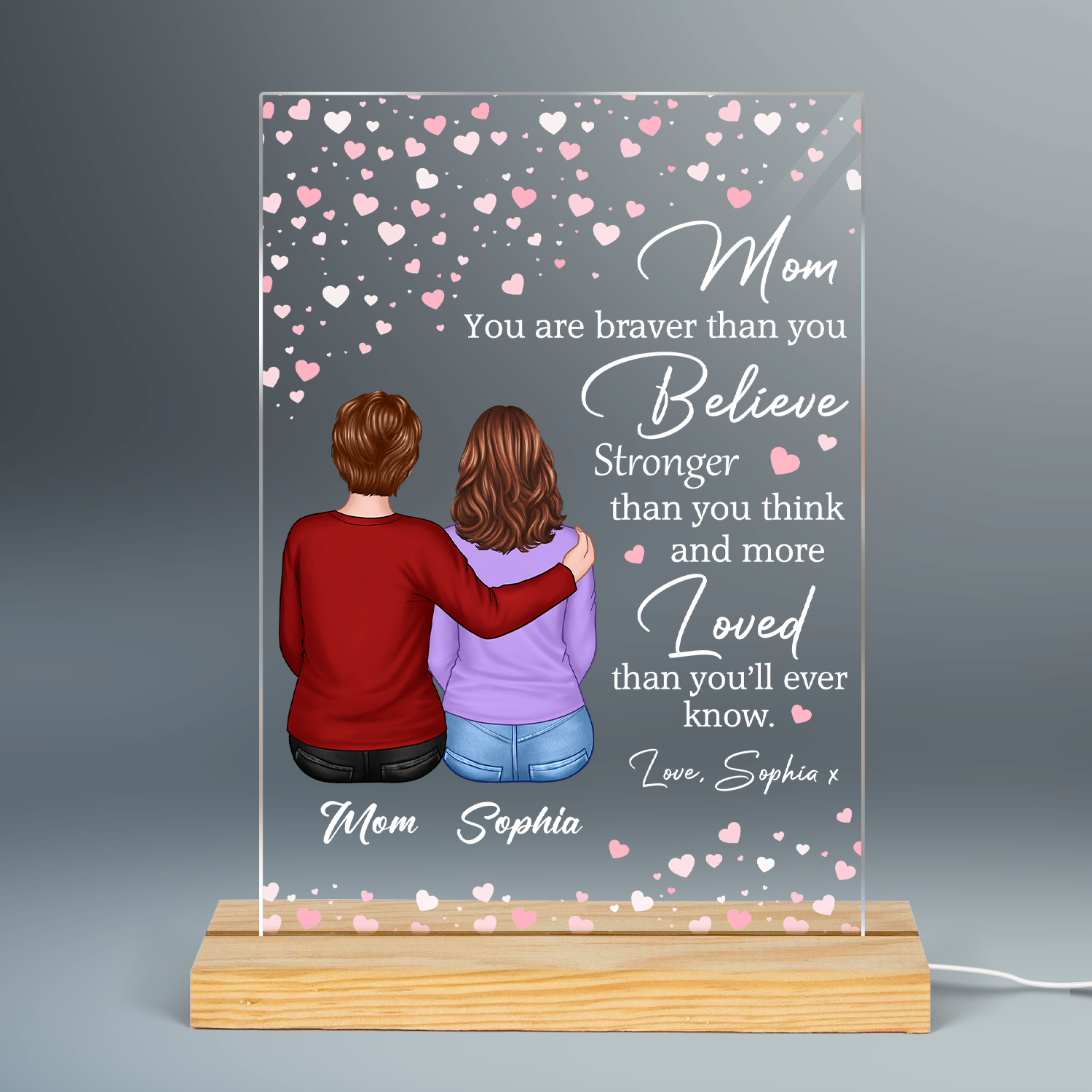 Loved More Than You‘ll Ever Know Daughter to Mother Gift Personalized Rectangle Acrylic Plaque LED Night Light