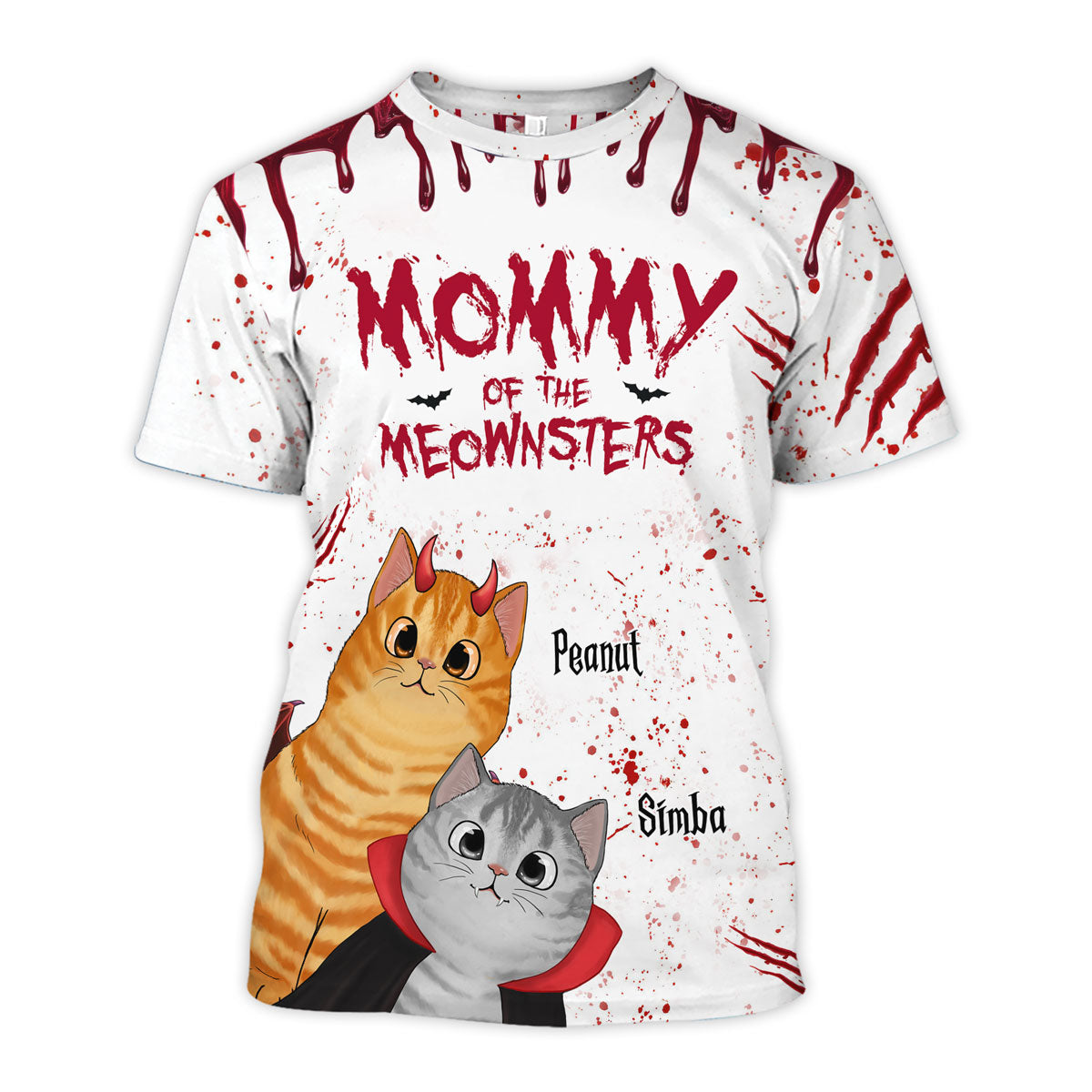 Halloween Peeking Cats Mommy Daddy Of The Meownsters Personalized 3D Shirt