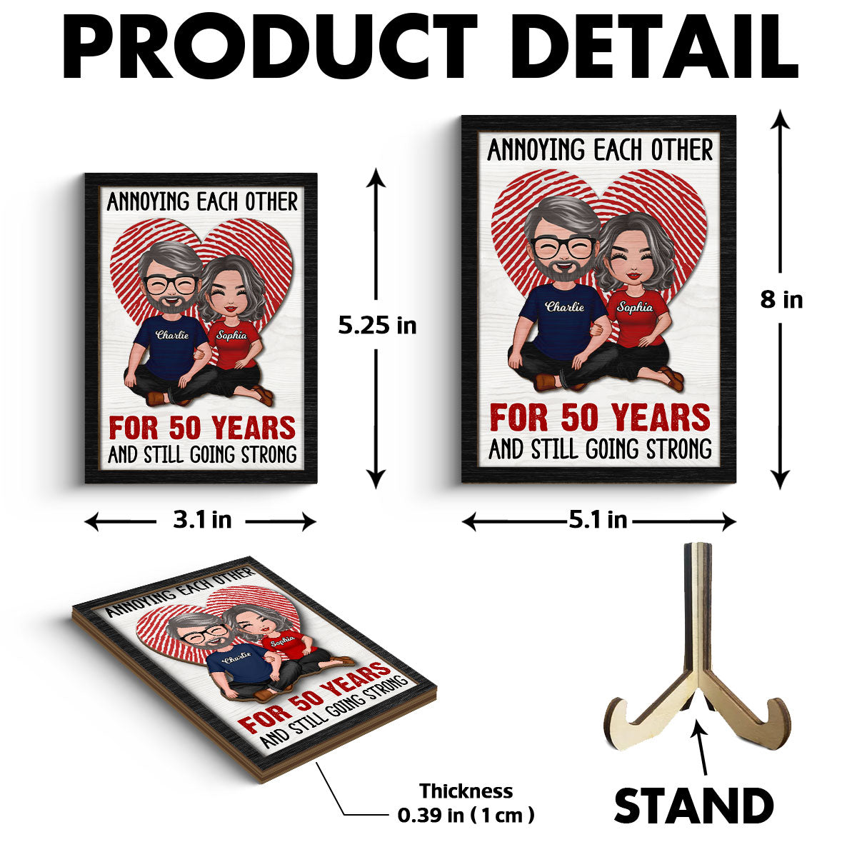 Annnoying Each Other Couple Personalized 2-Layer Wooden Plaque