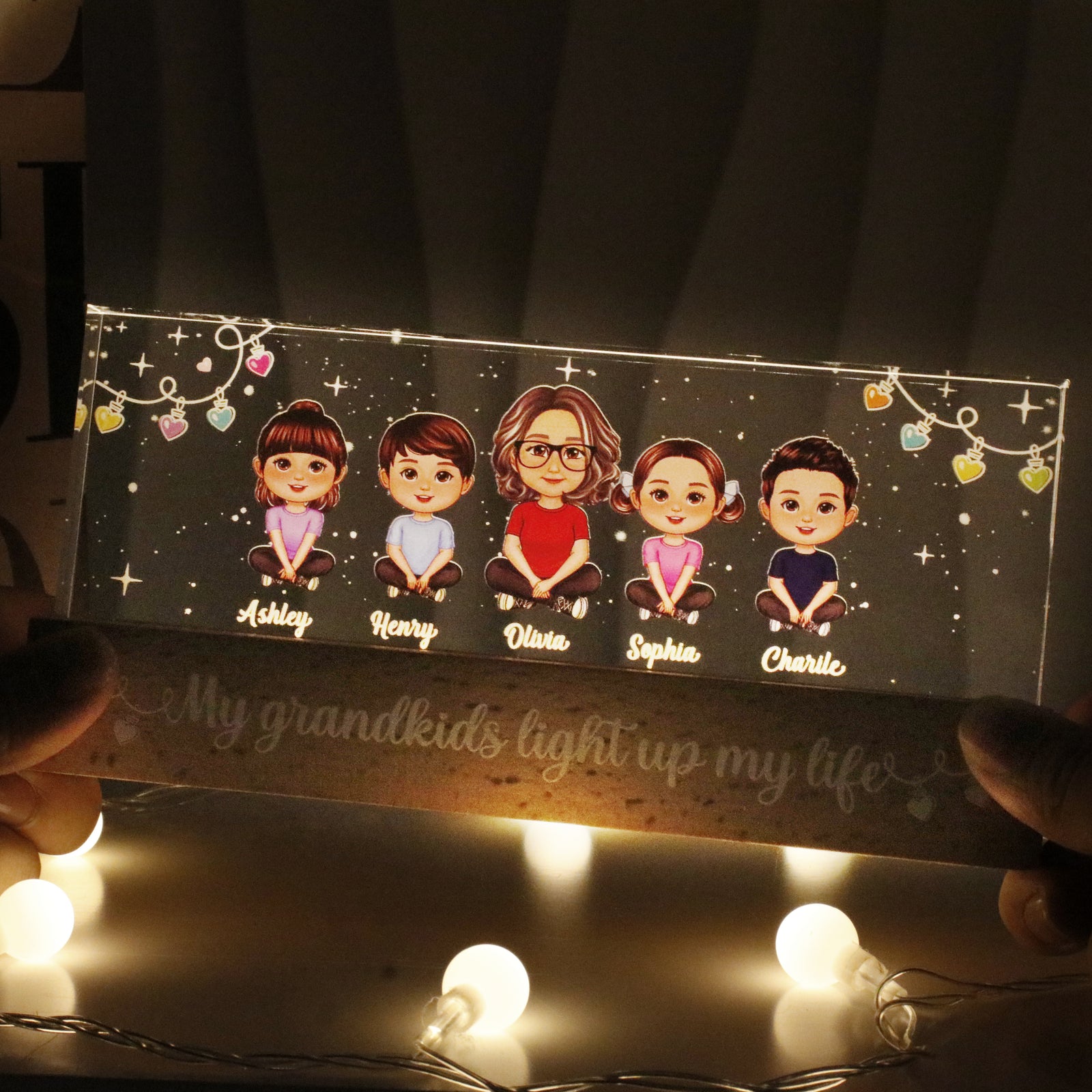 My Grandkids Light Up My Life Personalized Acrylic LED Night Light