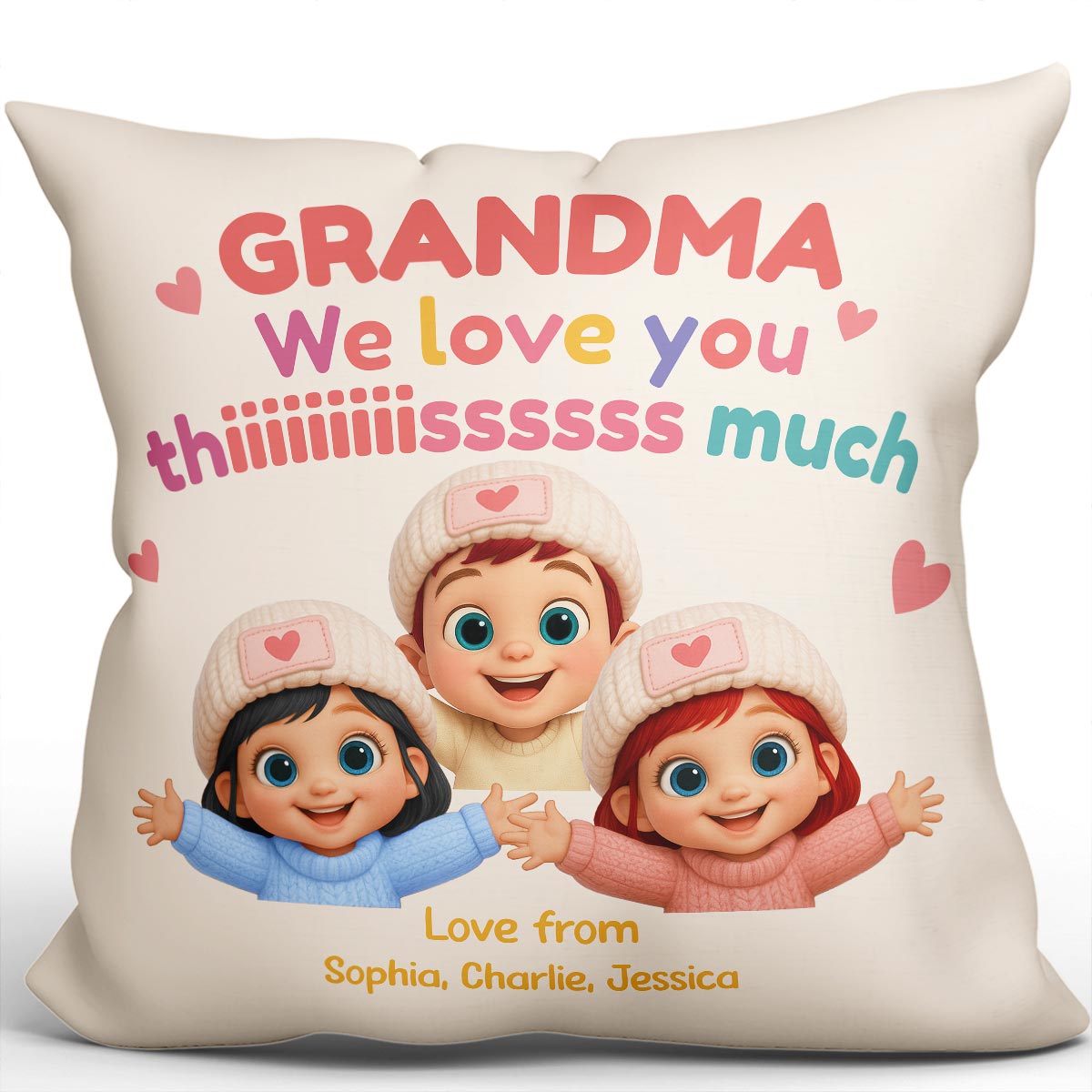 Grandma We Love You This Much Personalized Pillow, Gift for Grandma