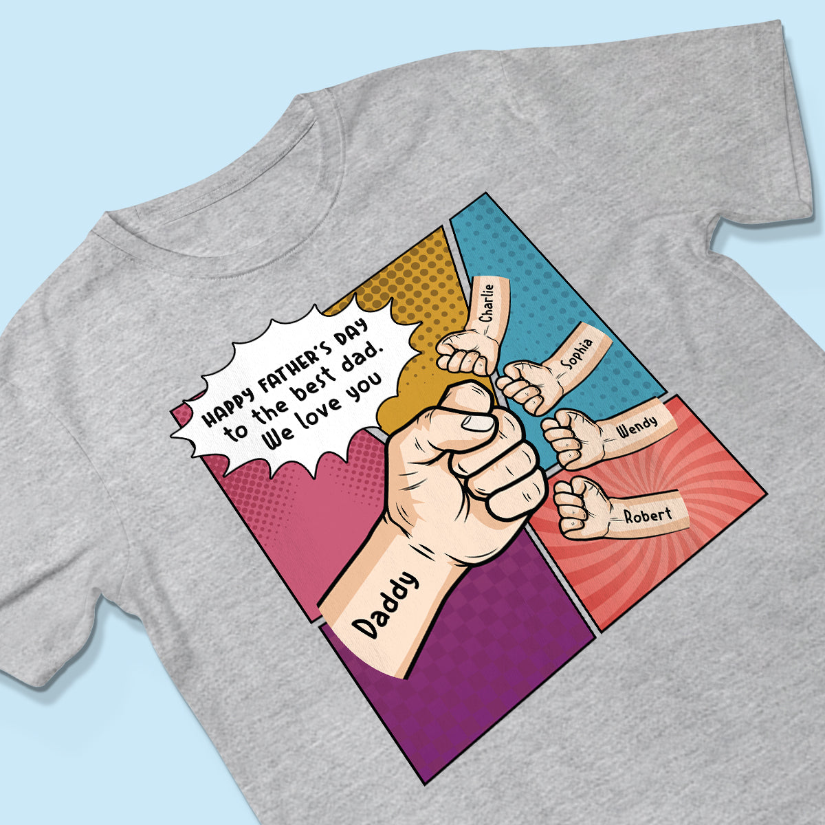 Pop Art Fist Bump Happy Father's Day Personalized Shirt