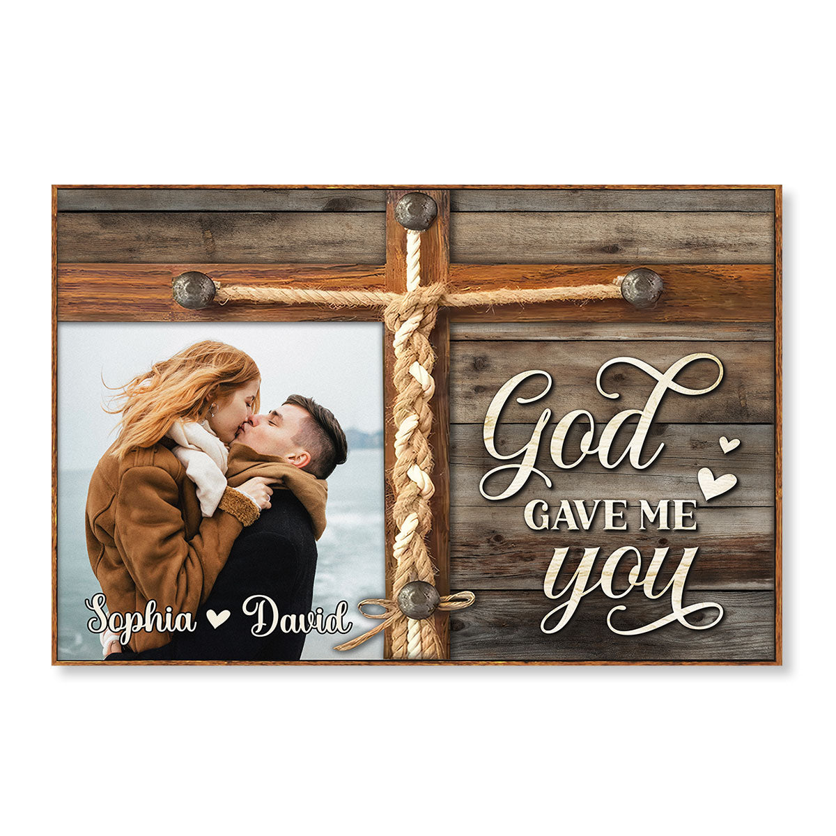 God Gave Me You Couple Custom Photo Personalized Poster, Valentine's Day, Anniversary Gift For Him or Her