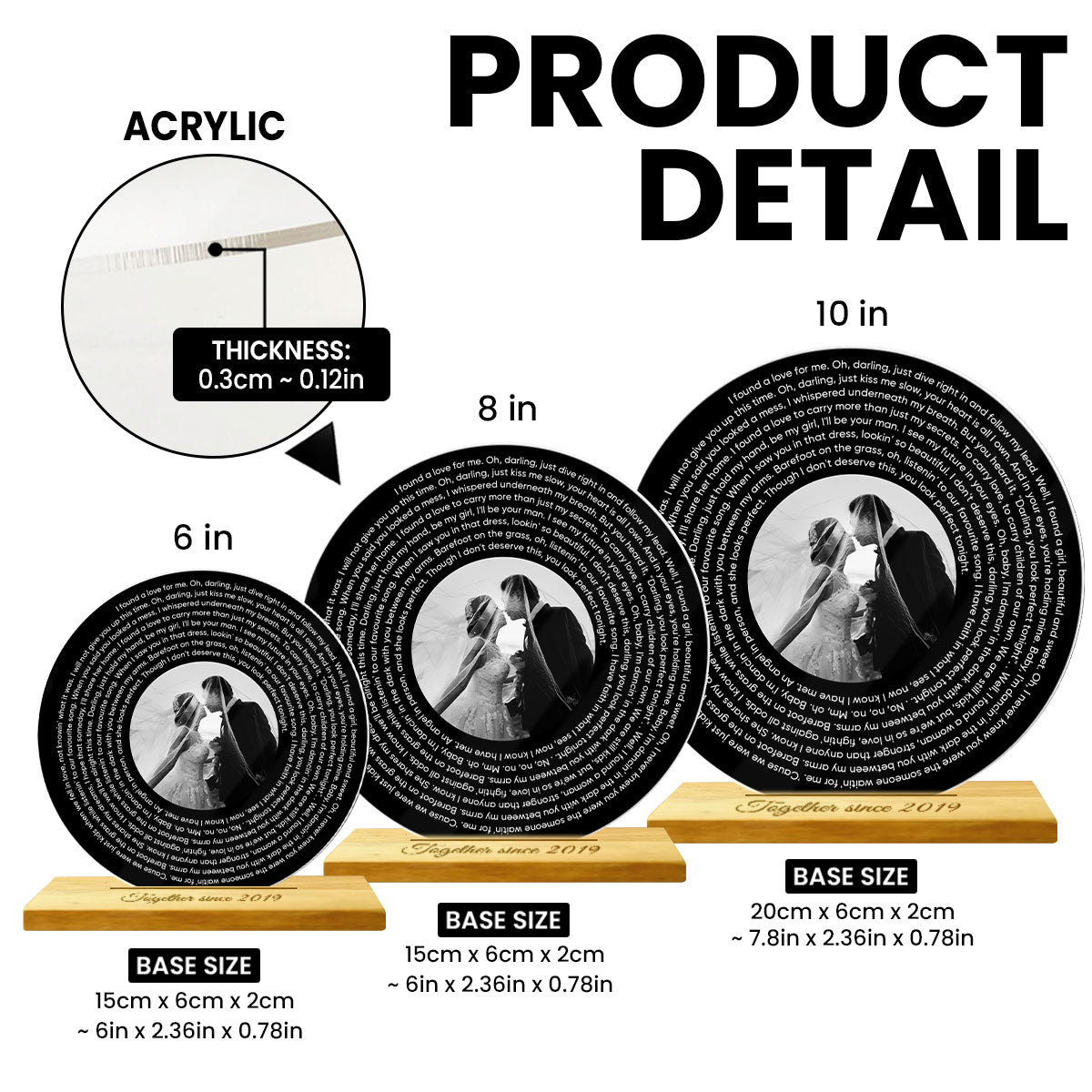 Personalized Music Photo Lyrics Circle Plaque, Gifts for Girlfriend, Boyfriend, Husband Wife, Sister Besties Wedding Gift