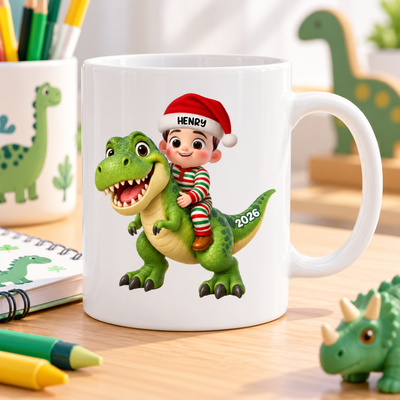 Trending Kid With Dinosaur Design For Boy Girl - Personalized Mug - Christmas Gift For Grandkids
