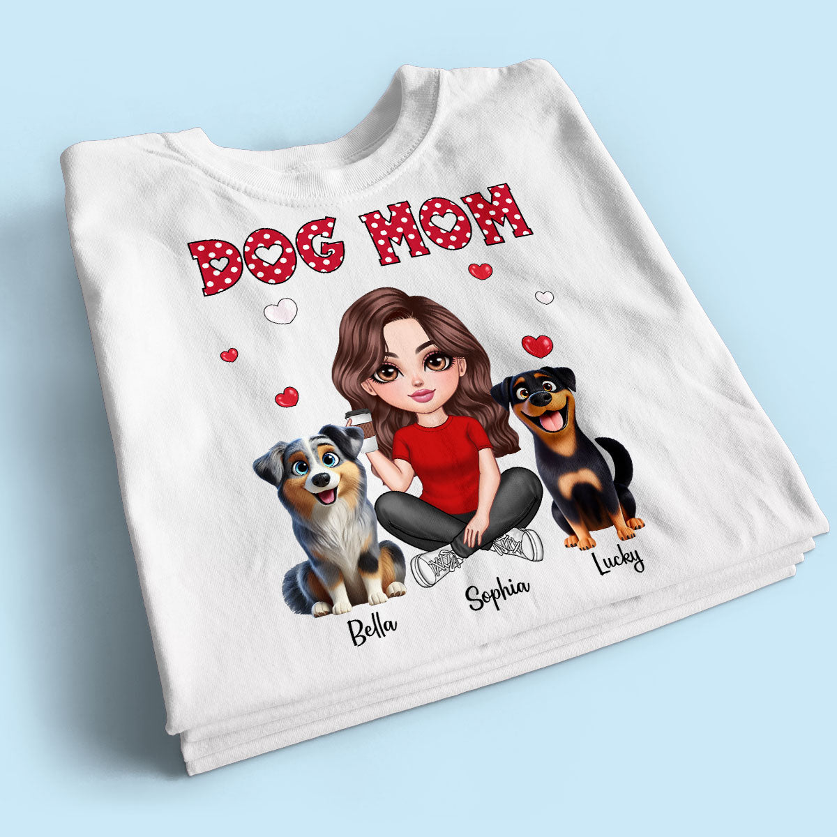 Polka Dot Cute 3D Dog Mom Personalized Shirt