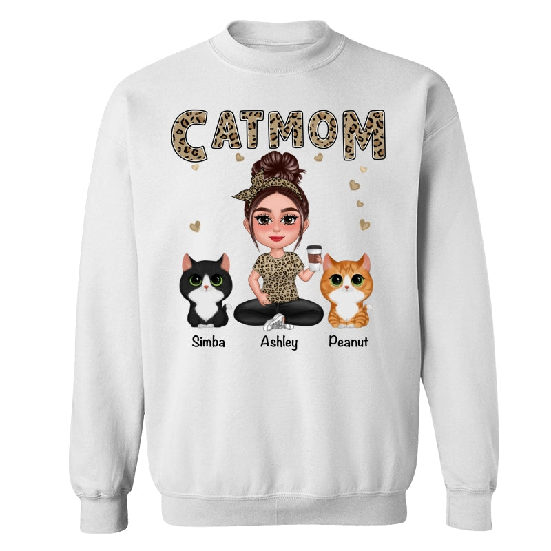 Pretty Doll Cat Mom Leopard Personalized Shirt