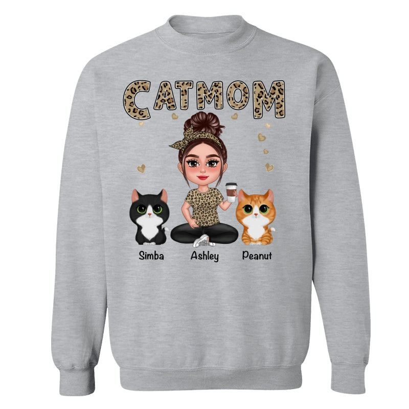 Pretty Doll Cat Mom Leopard Personalized Shirt
