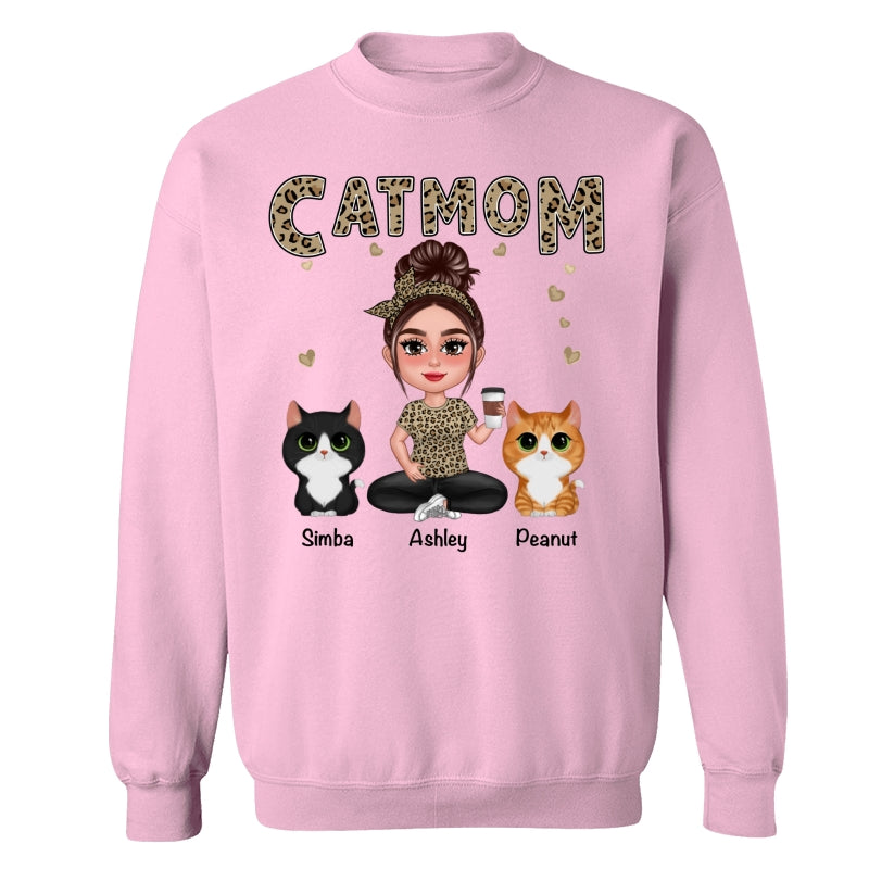 Pretty Doll Cat Mom Leopard Personalized Shirt