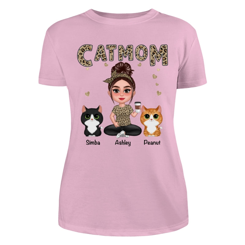 Pretty Doll Cat Mom Leopard Personalized Shirt