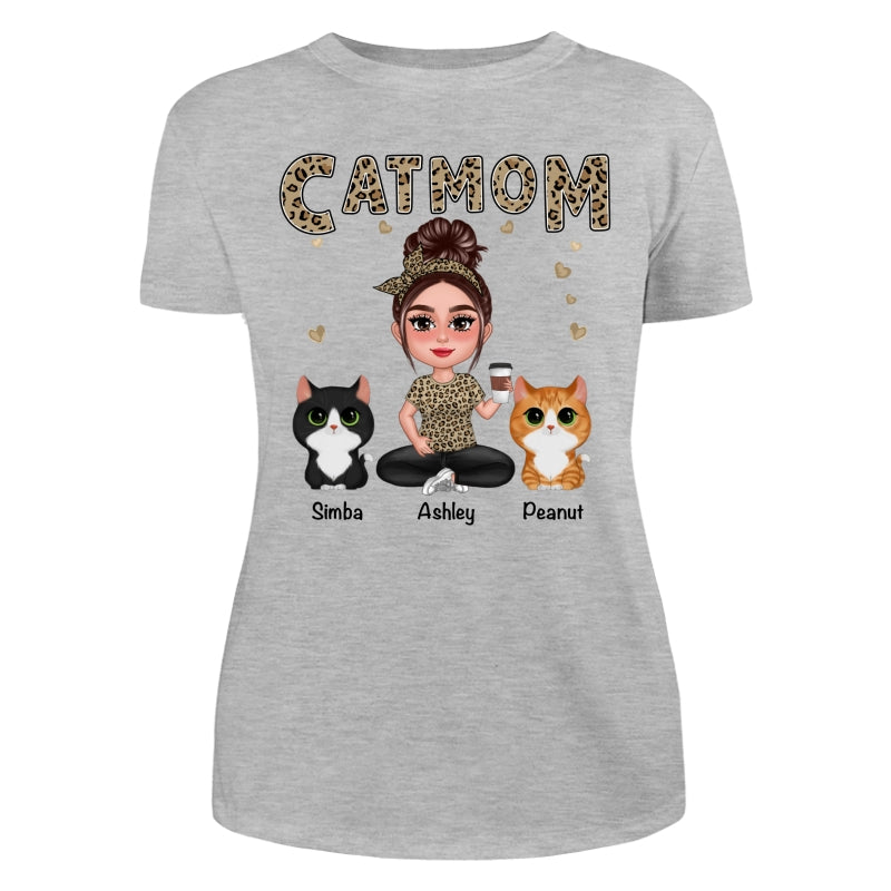 Pretty Doll Cat Mom Leopard Personalized Shirt