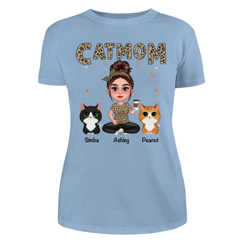 Pretty Doll Cat Mom Leopard Personalized Shirt