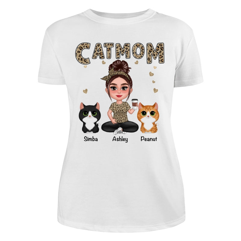 Pretty Doll Cat Mom Leopard Personalized Shirt