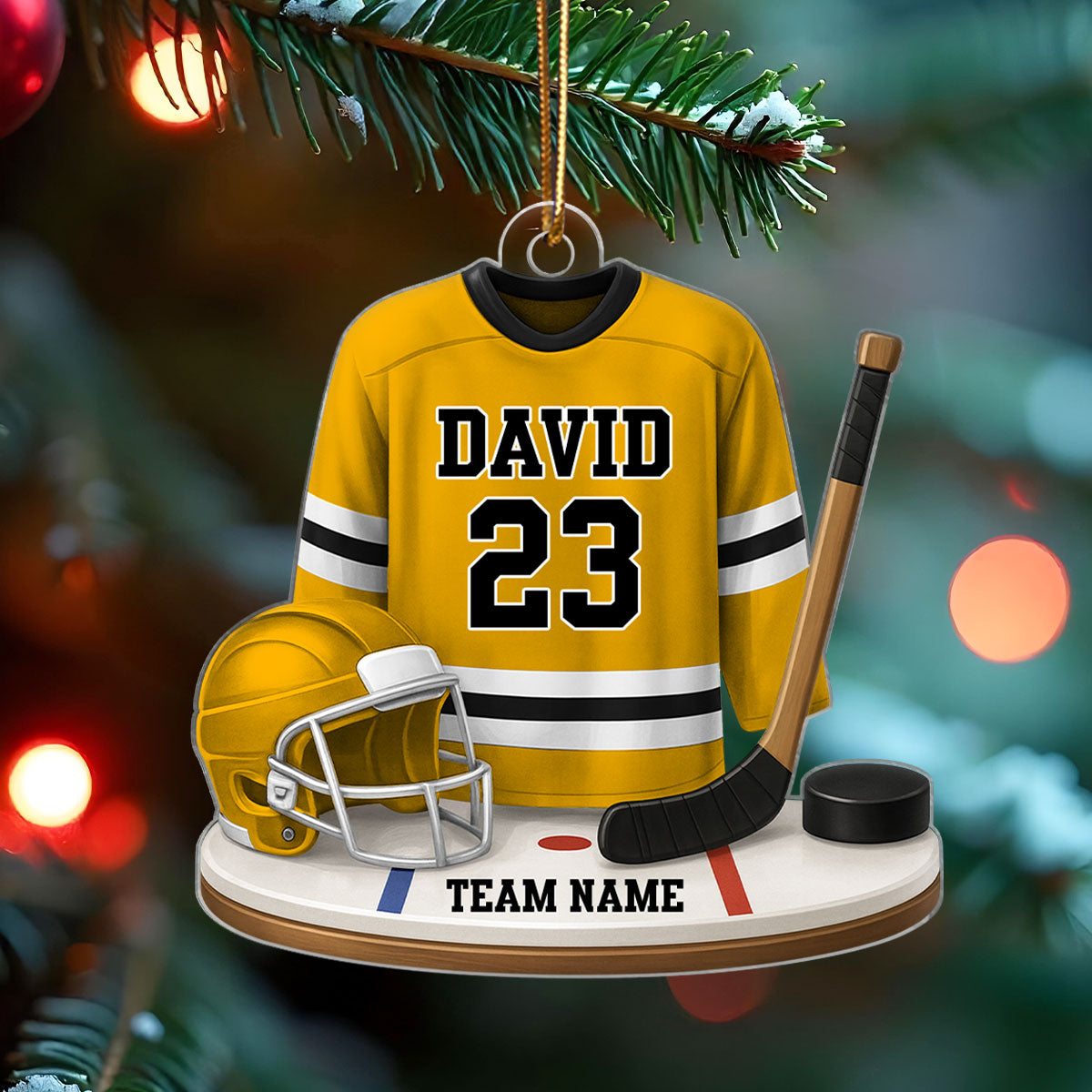Hockey Kit Jersey 3D Effect - Personalized Acrylic Ornament - Christmas Gift For Son, Grandson, Boyfriend
