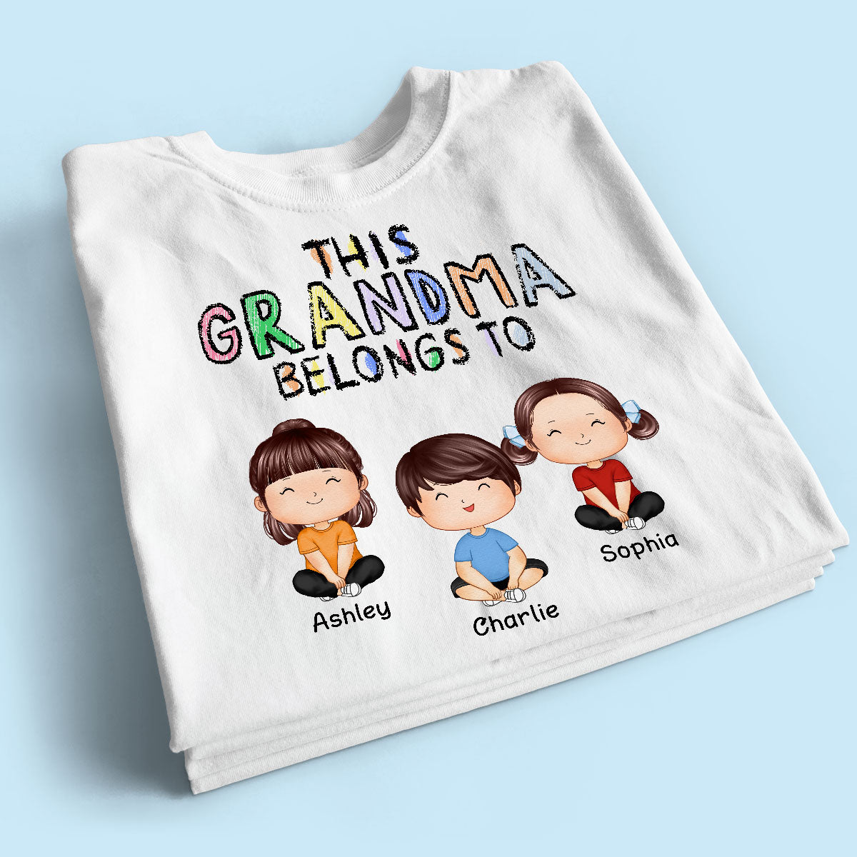 This Grandma Belongs To Grandkids Crayon Personalized Shirt