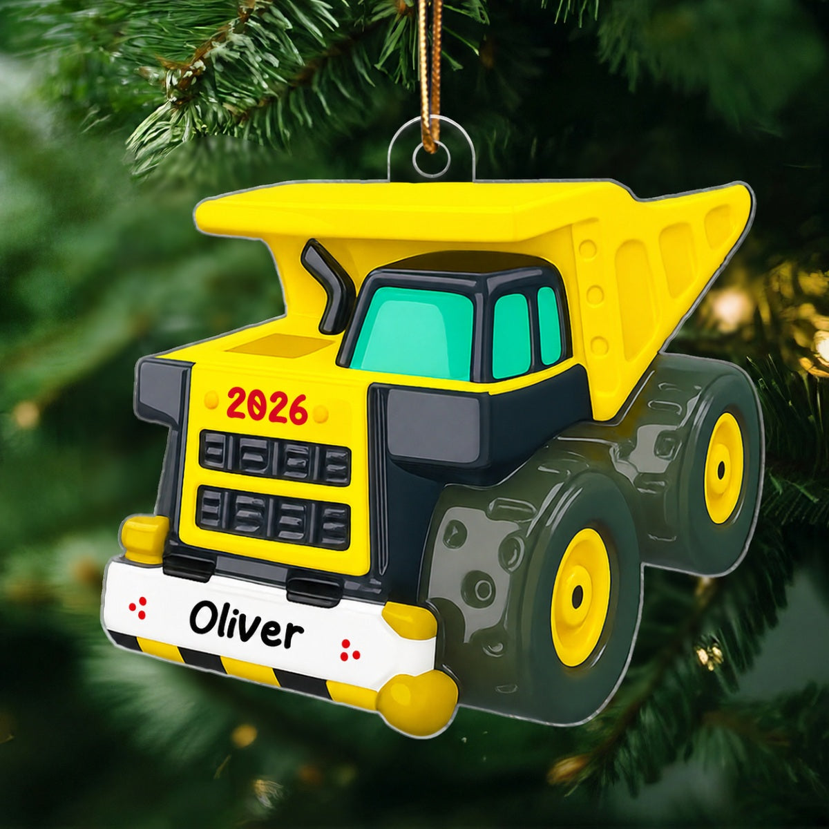 Christmas Truck for Kids Boys Girls, Personalized 3D Effect Acrylic Ornament, Gift for Son, Daughter, Grandson, Granddaughter