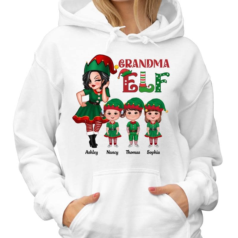 Grandma ELF Doll Kids Christmas Personalized Shirt