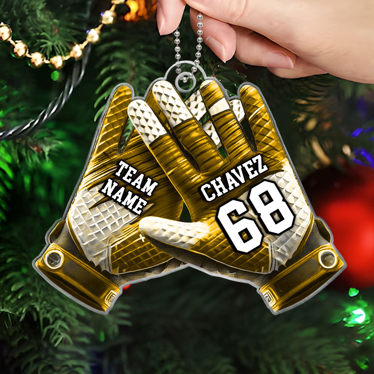 Football Gloves Football For Life Personalized Acrylic Ornament, 3D Effect Flat Ornament