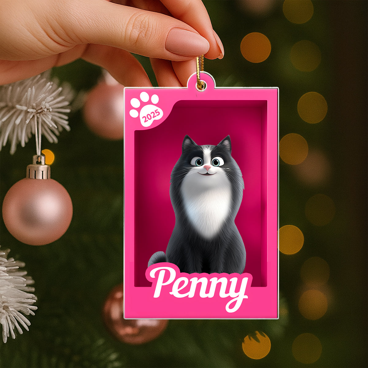 Cute Pet In Toy Box - Personalized Acrylic Ornament - Christmas Gift For Dog Cat Lovers