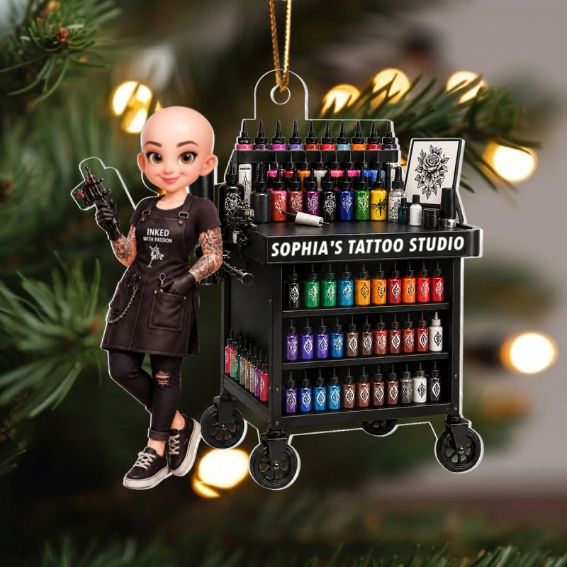 Tattoo Artist Ink Tattoo - Personalized Acrylic Ornament - Christmas Gift for Her