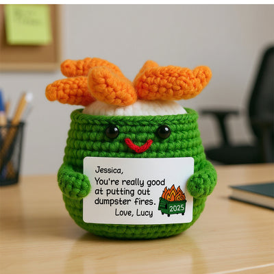 You're Good At Putting Out Dumpster Fires Personalized Handmade Crochet Dumpster Fire with Card, Christmas Gift Thank You Appreciation Gift for Coworker, Colleagues