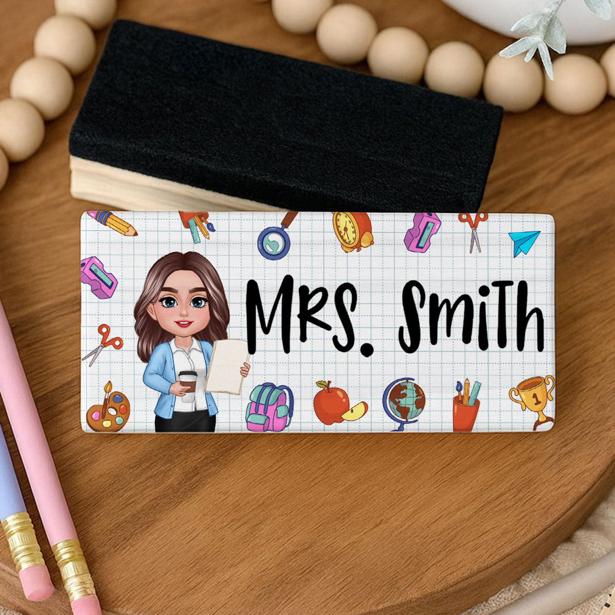 Teacher School Things Personalized Chalkboard/Whiteboard Eraser with Marker, Teacher Appreciation Gift, Back To School Gift