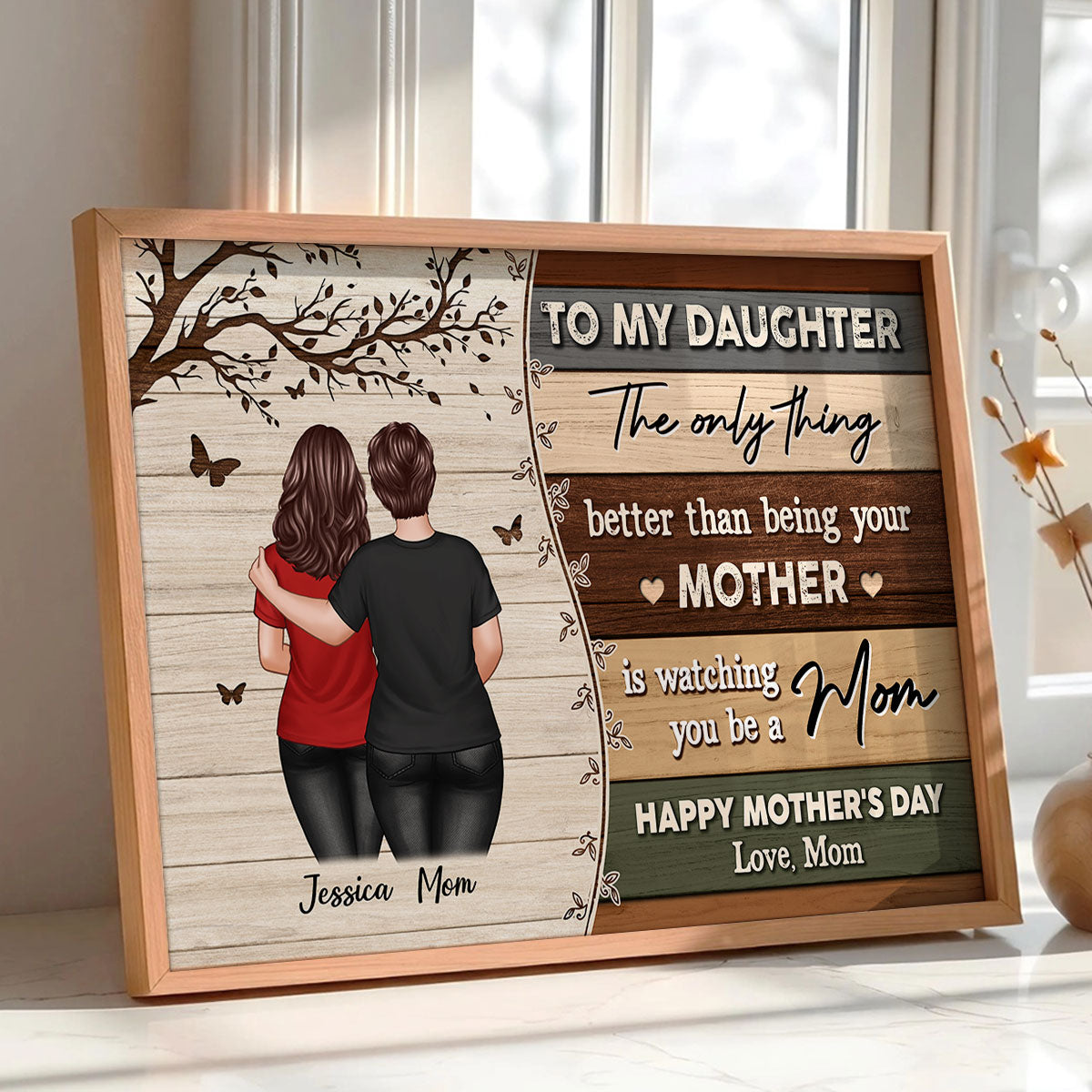 To My Daughter From Mom Happy Mother's Day Colorful Pallets Texture - Personalized Poster - Heartfelt Gift For Daughter