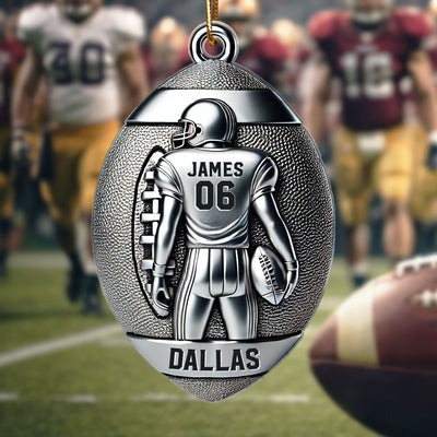 3D Faux Metal Effect Football Player Personalized Acrylic Ornament, Football Fan Gift, Football Player Keepsake, Football Lovers Gift, Football Fan Gift