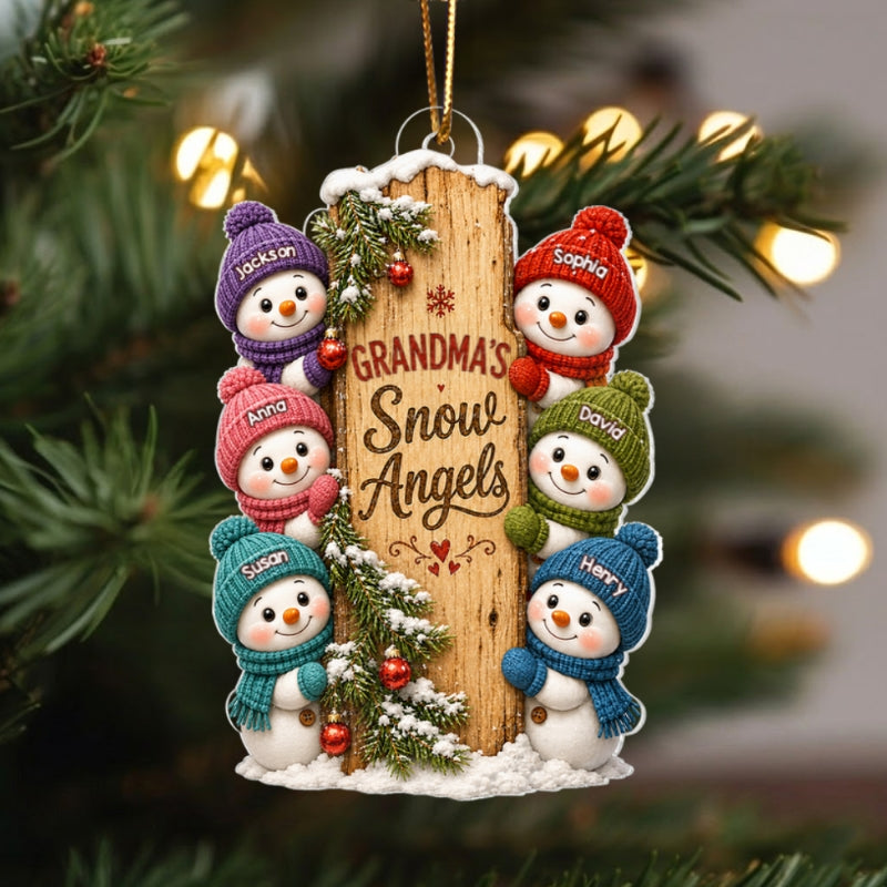 Grandma's Snow Angels - Personalized Acrylic Ornament - Christmas Gift for Grandma