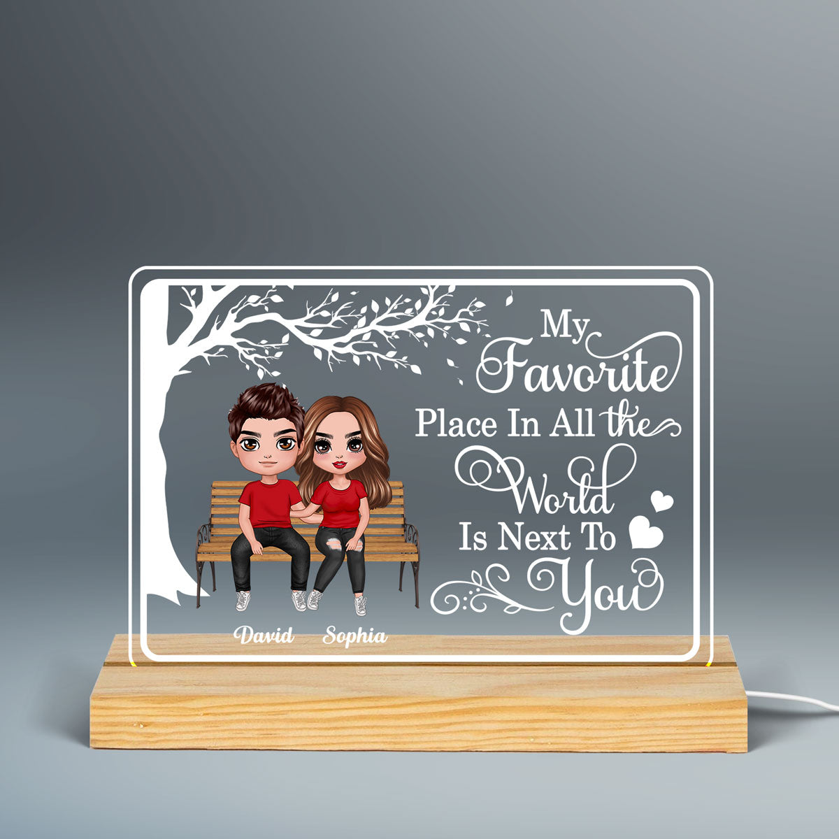 My Favorite Place Sitting Doll Couple Personalized Custom Shape LED Night Light LED Lamp