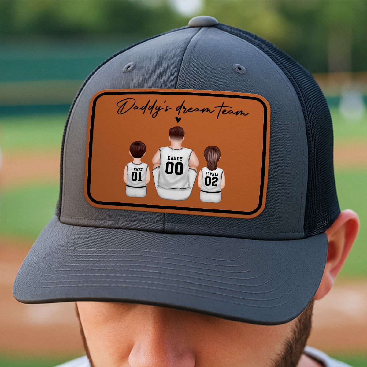 Basketball Daddy's Dream Team Personalized Trucker Hat, Snapback Leather Patch Hat, Father's Day Gift for Basketball Dads