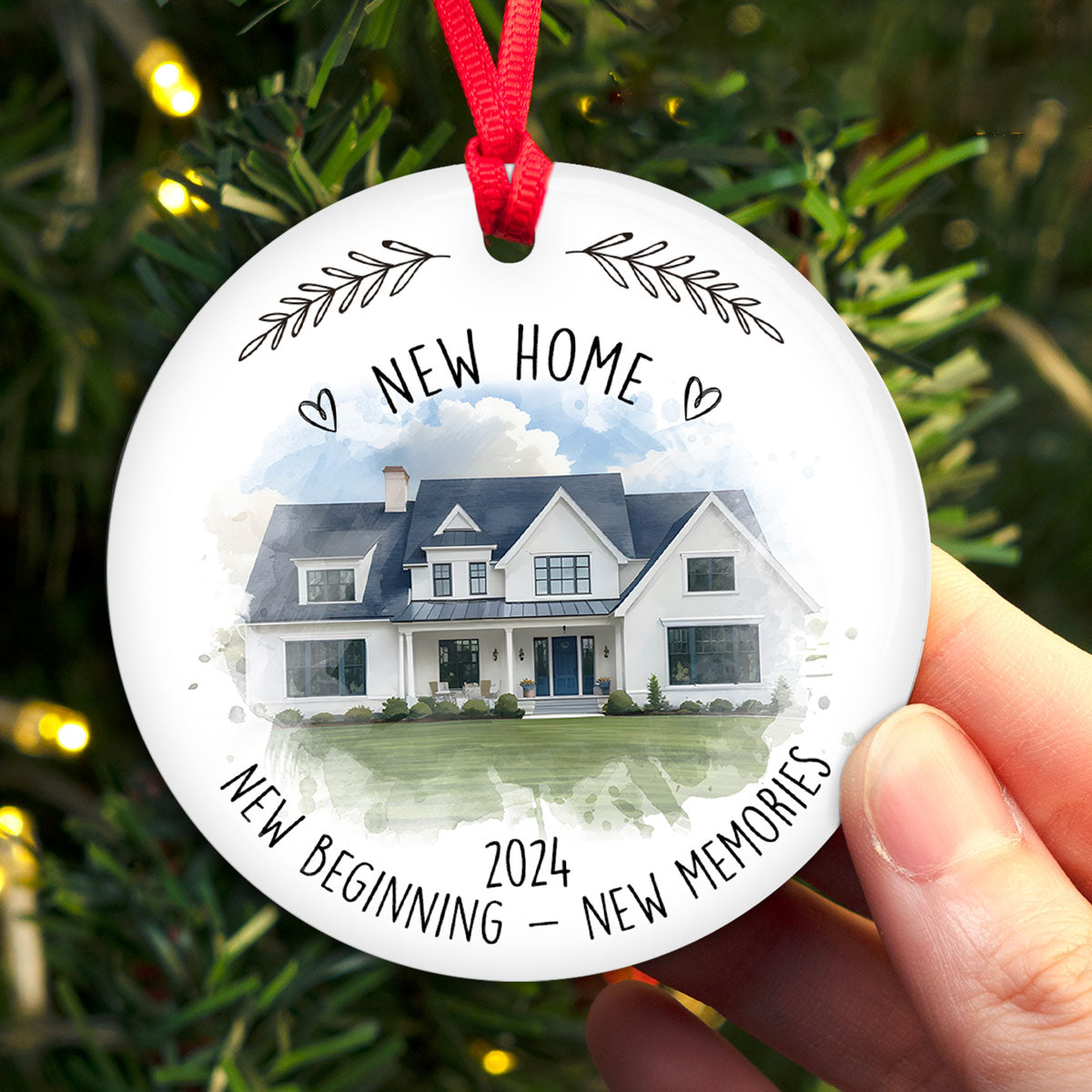 New Home New House New Beginning Photo Inserted Housewarming Gift Personalized Ceramic Ornament