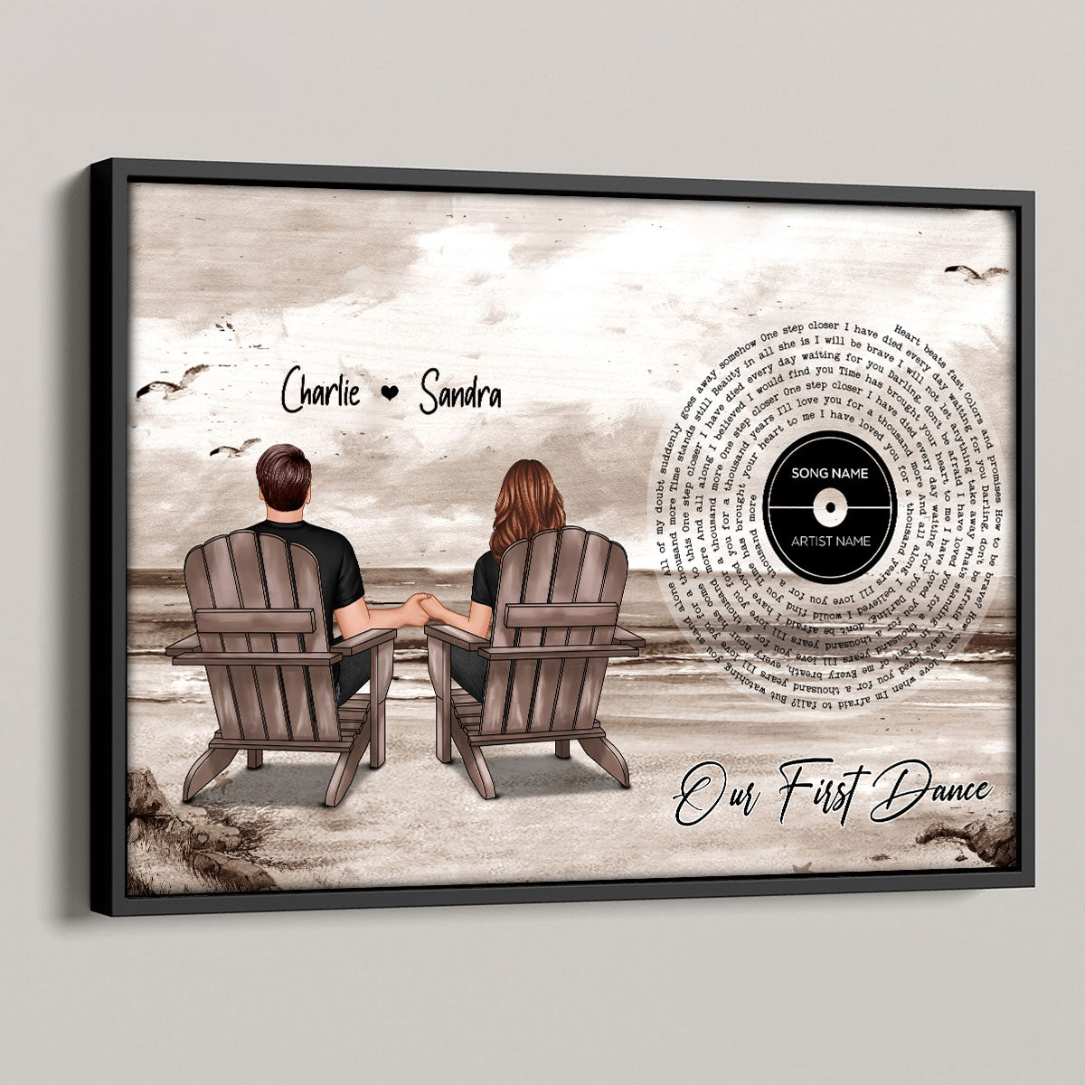 You And Me Beach Landscape Favorite Song Vinyl Lyrics Personalized Poster, Heartfelt 2025  Gift, Anniversary Gift, Birthday Gift For Him, For Her, Boyfriend, Girlfriend, Husband, Wife