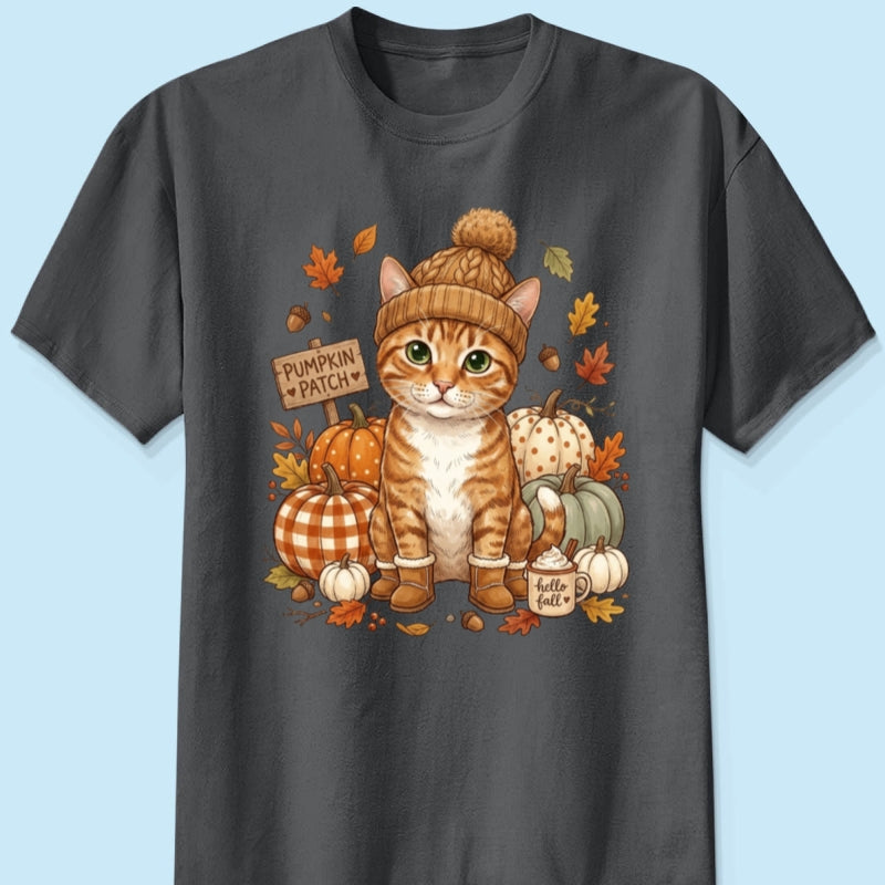 Custom Dog Cat Photo Pumpkin Patch - Personalized Shirt - Trendy Fall Gift for Dog Moms, Cat Moms, Pet Lovers
